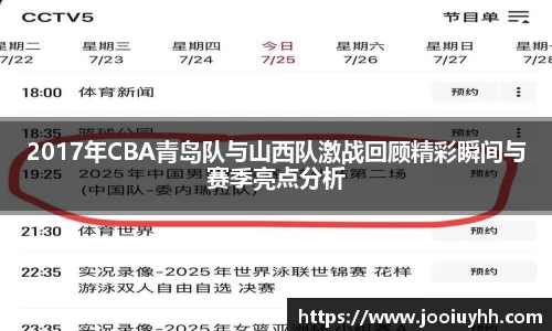 2017年CBA青岛队与山西队激战回顾精彩瞬间与赛季亮点分析