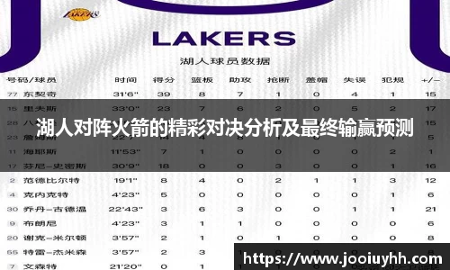 湖人对阵火箭的精彩对决分析及最终输赢预测